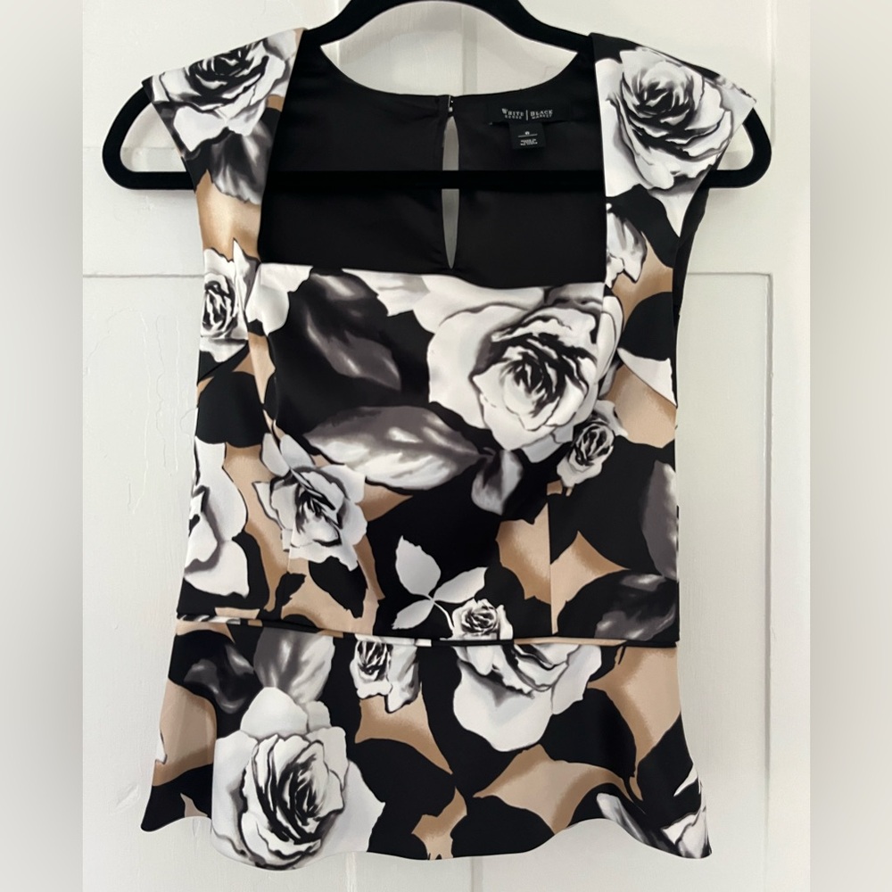 White House Black Market satin peplum blouse, size 6